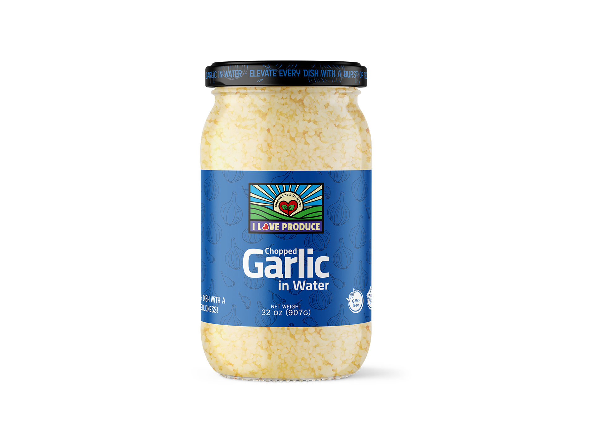 Chopped Garlic in Water Jar